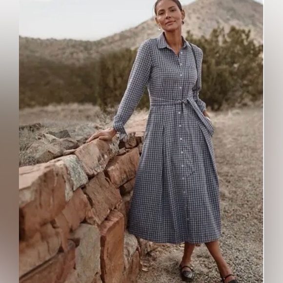 Garnet Hill Dresses & Skirts - Garnet Hill flannel checkered midi shirt dress  - size 2